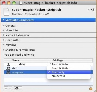 change folder permissions mac