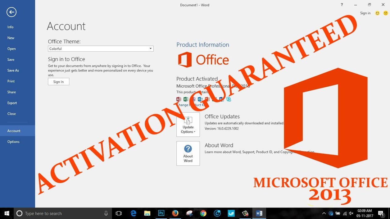 download office 2013 using key